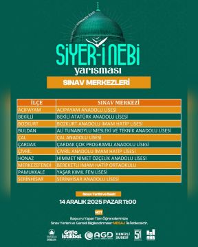 2025 LİSELER SİYERİ NEBİ SINAVI MERKEZLERİ 